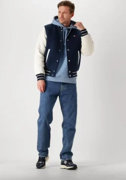 donkerblauwe tommy jeans jack tjm wool blend varsity jkt ext