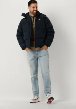 donkerblauwe tommy jeans gewatteerde jas tjm alaska puffer ex
