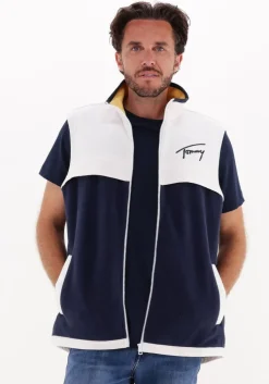donkerblauwe tommy jeans bodywarmer tjm mix media retro vest