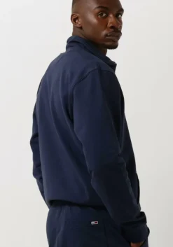 donkerblauwe tommy jeans trui tjm reg signature half zip