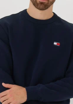 donkerblauwe tommy jeans trui tjm reg bagde crew ext