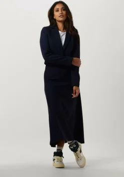 donkerblauwe vanilia midirok double punto midi skirt