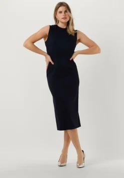 donkerblauwe vanilia midi jurk punto dress