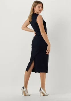 donkerblauwe vanilia midi jurk punto dress