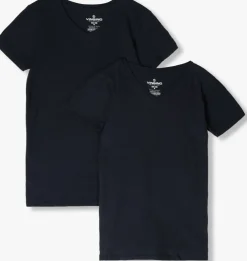 donkerblauwe vingino t-shirt boys t-shirt v-neck (2-pack)