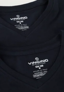 donkerblauwe vingino t-shirt boys t-shirt v-neck (2-pack)