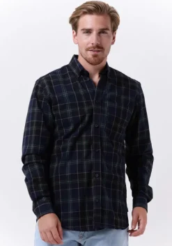 donkerblauwe woodbird overshirt fling check shirt