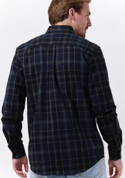 donkerblauwe woodbird overshirt fling check shirt