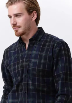donkerblauwe woodbird overshirt fling check shirt