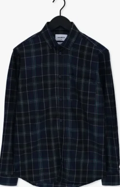 donkerblauwe woodbird overshirt fling check shirt