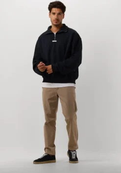 donkerblauwe woodbird sweater wblee half zip