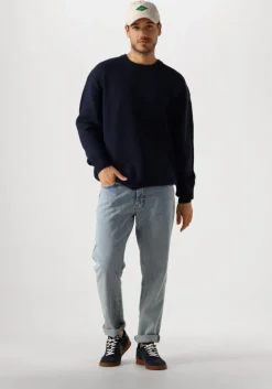 donkerblauwe woodbird trui wbkurt base knit