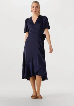 donkerblauwe y.a.s. midi jurk yasthea midi wrap dress