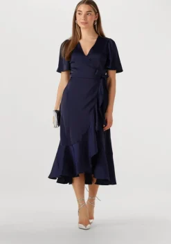donkerblauwe y.a.s. midi jurk yasthea midi wrap dress
