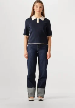 donkerblauwe y.a.s. top yasmille ss knit pullover