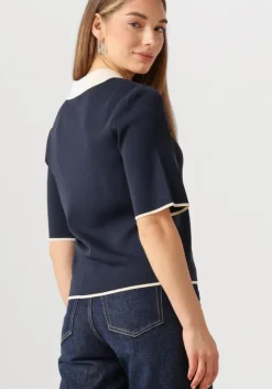 donkerblauwe y.a.s. top yasmille ss knit pullover