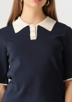 donkerblauwe y.a.s. top yasmille ss knit pullover