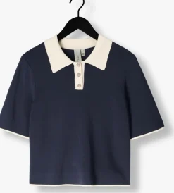 donkerblauwe y.a.s. top yasmille ss knit pullover