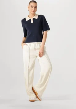 donkerblauwe y.a.s. top yasmille ss knit pullover