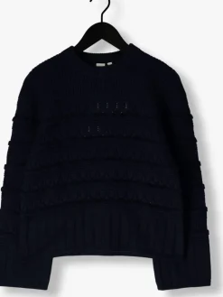 donkerblauwe y.a.s. trui yastimu ls knit pullover