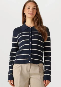 donkerblauwe y.a.s. vest yaslimana ls knit cardigan s.