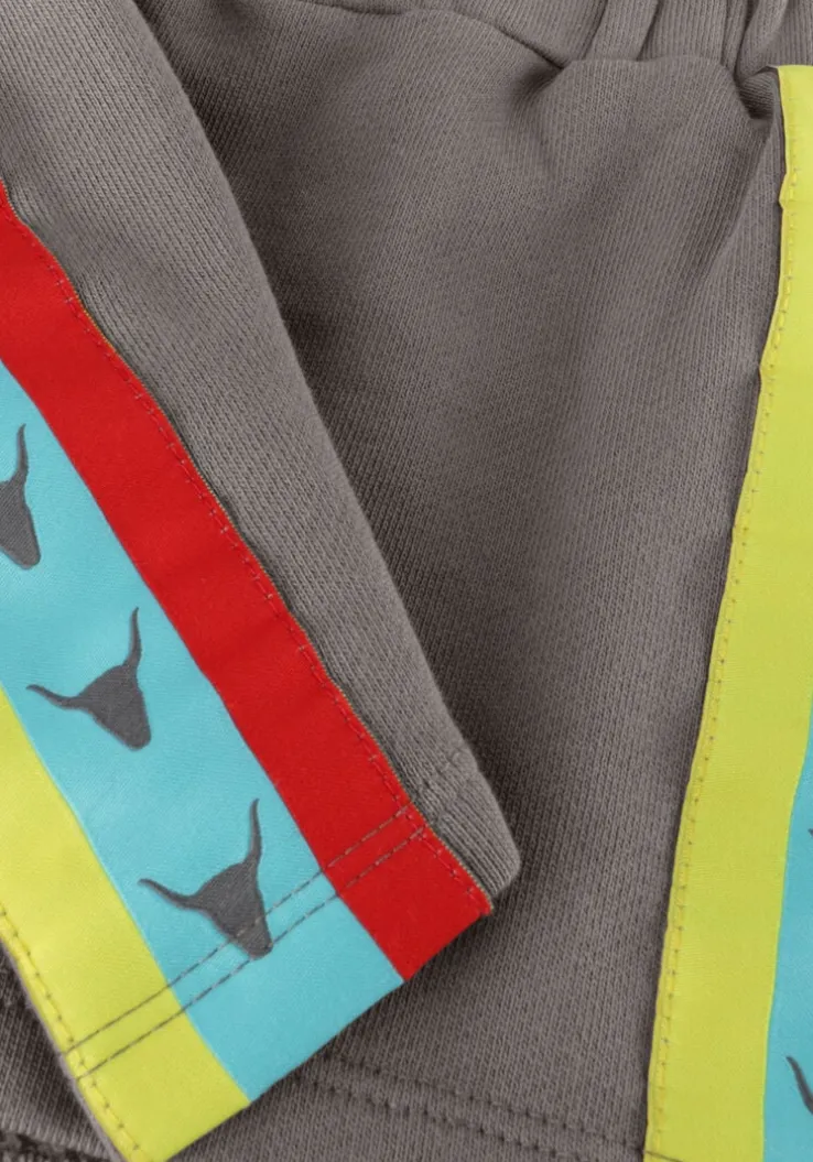 donkergrijze alix mini korte broek knitted stripe tape sweat short