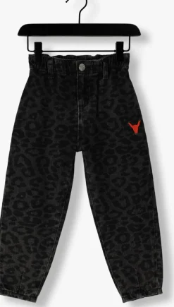 donkergrijze alix mini mom jeans animal denim pants