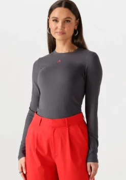 donkergrijze alix the label top ladies knitted modal longsleeve top