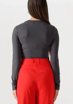 donkergrijze alix the label top ladies knitted modal longsleeve top
