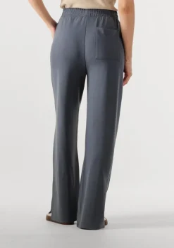 donkergrijze alix the label pantalon ladies knitted flowy side slit pants