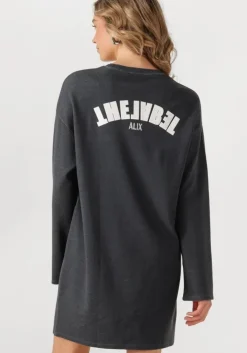 donkergrijze alix the label mini jurk ladies knitted sweater dress