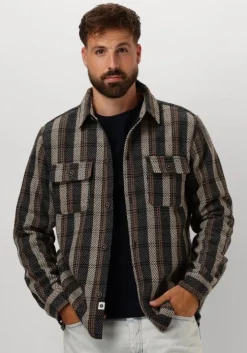 donkergrijze anerkjendt overshirt akoscar check overshirt