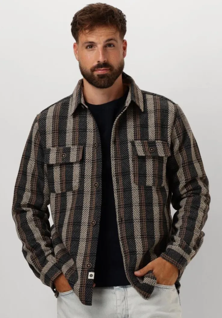 donkergrijze anerkjendt overshirt akoscar check overshirt