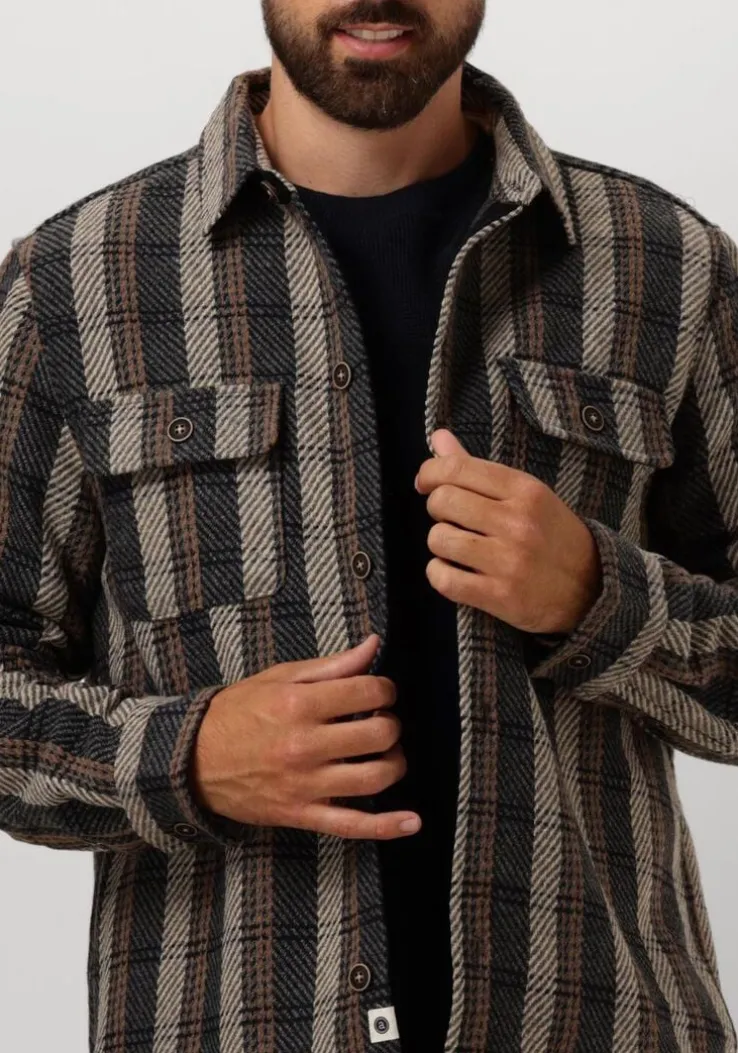 donkergrijze anerkjendt overshirt akoscar check overshirt