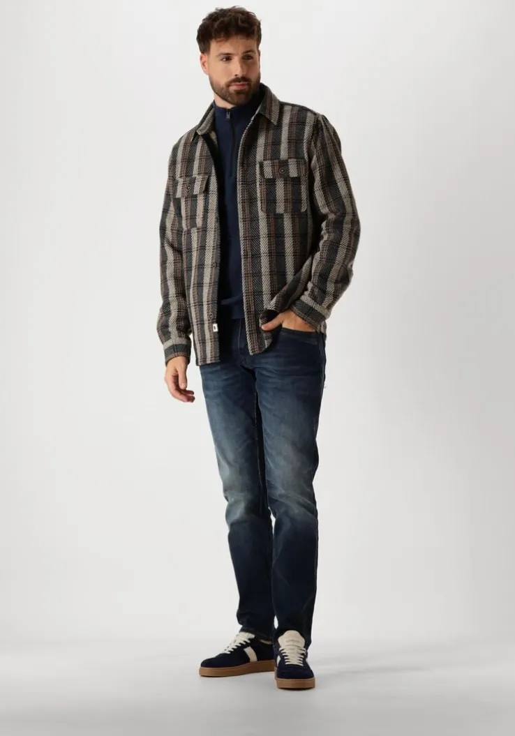 donkergrijze anerkjendt overshirt akoscar check overshirt