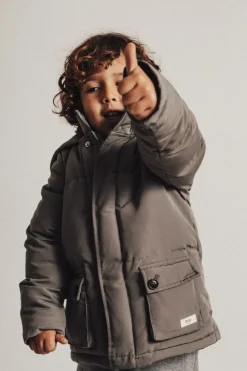 donkergrijze baje studio gewatteerde jas havant