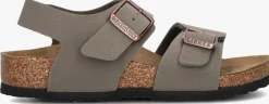 donkergrijze birkenstock platte sandalen new york kids