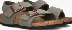 donkergrijze birkenstock platte sandalen new york kids