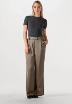 donkergrijze calvin klein t-shirt washed woven label rib fit tee