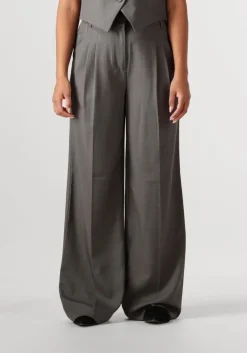 donkergrijze co'couture pantalon liane pleat pant