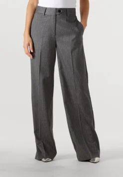 donkergrijze co'couture pantalon idacc pin wide long pant