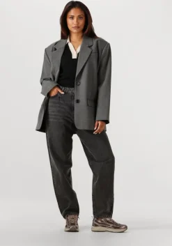 donkergrijze gestuz blazer gzpaula melange oz blazer