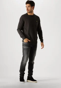 donkergrijze lyle & scott trui cotton merino crew neck jumper