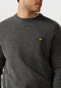 donkergrijze lyle & scott trui lambswool blend crew neck jumper