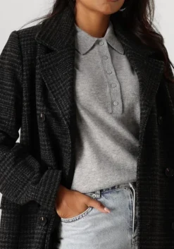 donkergrijze modström mantel junipermd check coat