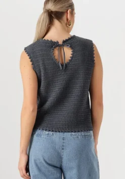 donkergrijze modström top miemd top