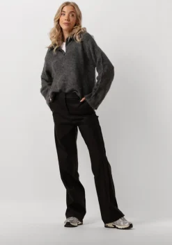 donkergrijze modström trui kanemd zip t-neck