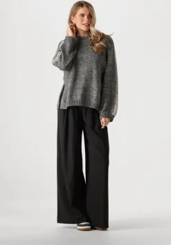 donkergrijze modström trui linemd o-neck