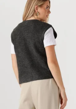 donkergrijze neo noir vest everest knit vest