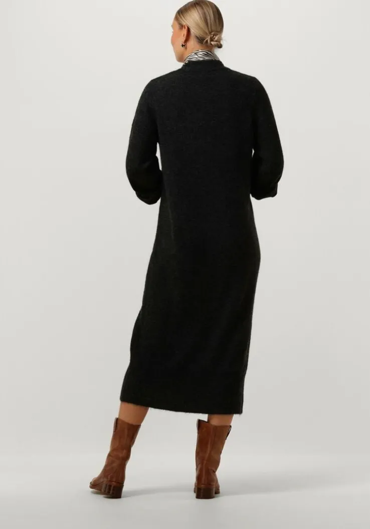 donkergrijze object midi jurk objgeromia l/s o-neck knit